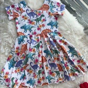Girls size 6 dino twirl dress handmade VGUC